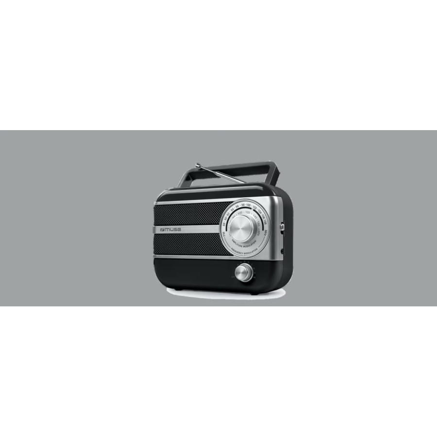 RADIO PORTABLE TRANSISTOR MUSE M-056 BS - DOUBLE BANDE FW/MW AVEC PRISE AUXILIAIRE - NOIR ET ARGENT