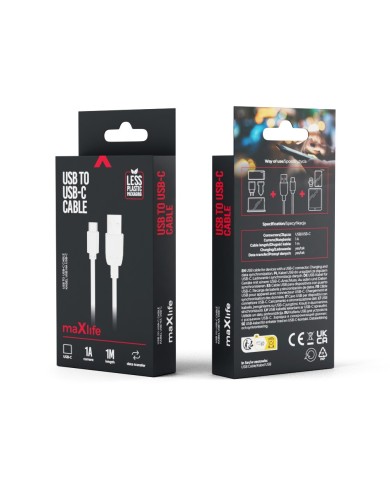 CÂBLE USB-A VERS USB-C - MAXLIFE - 5W/1A 1M BLANC