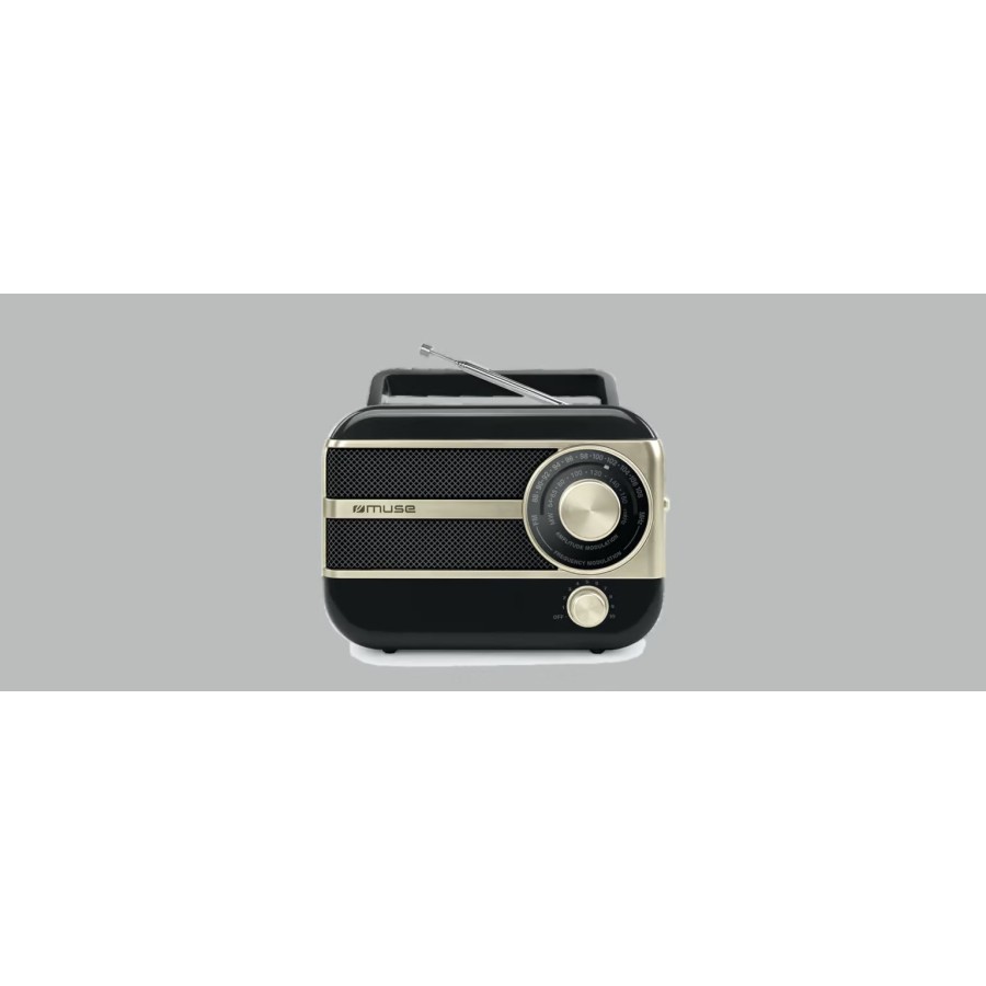 RADIO PORTABLE TRANSISTOR MUSE M-056 BG - DOUBLE BANDE FW/MW AVEC PRISE AUXILIAIRE - NOIR ET DORÉ