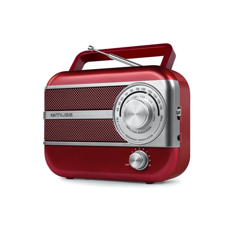 RADIO PORTABLE TRANSISTOR MUSE M-056 RED - DOUBLE BANDE FW/MW AVEC PRISE AUXILIAIRE - ROUGE
