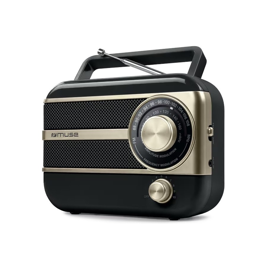 RADIO PORTABLE TRANSISTOR MUSE M-056 BG - DOUBLE BANDE FW/MW AVEC PRISE AUXILIAIRE - NOIR ET DORÉ