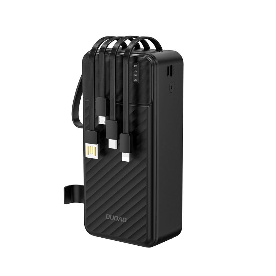 BATTERIE EXTERNE HIGH CAPACITY DUDAO K11 MAX 30000 M-AH AVEC CÂBLES INTÉGRÉS ET AFFICHEUR LED - NOIR